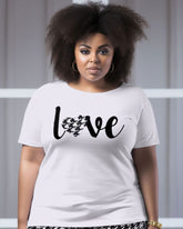 Women's Large Size Retro Casual Love Houndstooth Graffiti Short Sleeve Shorts Suit